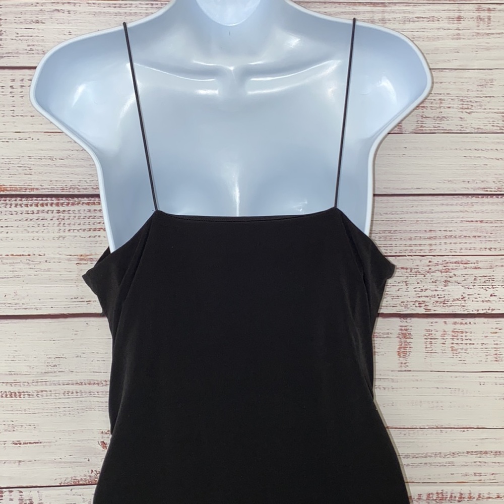 Leith Women's Solid Black Fitted Ruched Spaghetti… - image 5